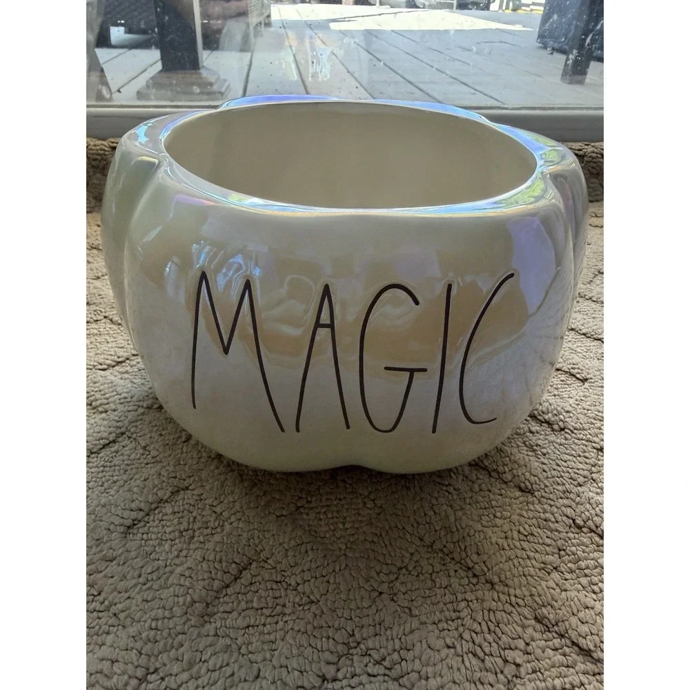 Rae Dunn White Iridescent MAGIC Halloween Pumpkin Canister